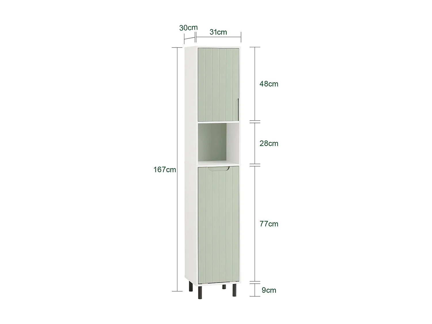 Szafka łazienkowa wysoka słupek z koszem na pranie BZR137-GR