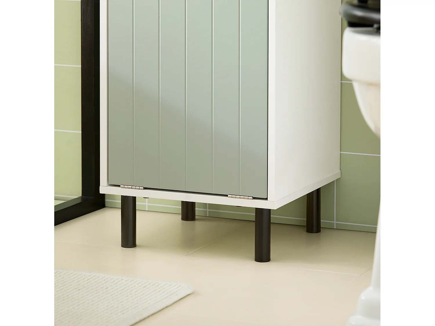 Szafka łazienkowa wysoka słupek z koszem na pranie BZR137-GR