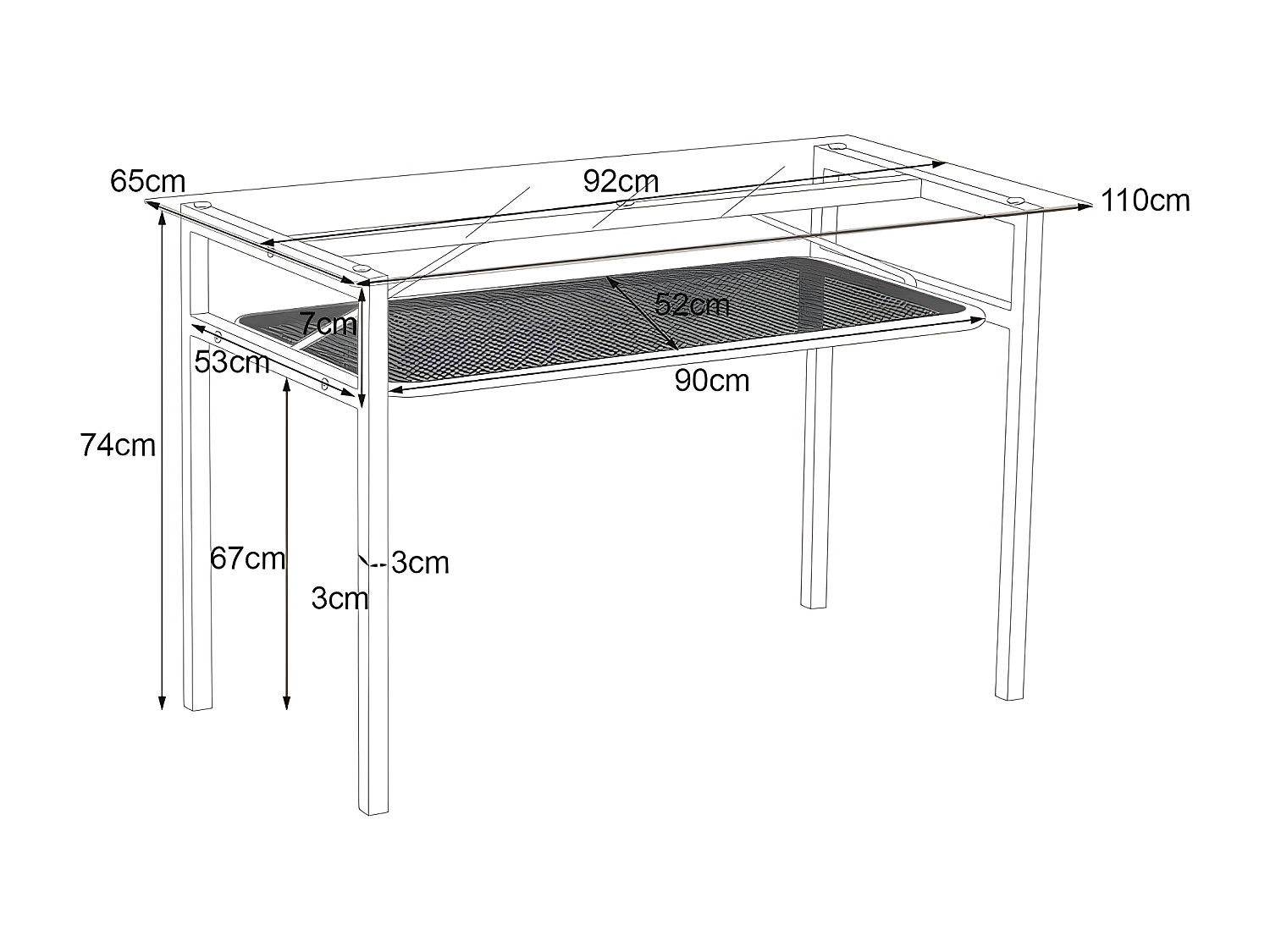 Eettafel met opbergruimte - blad van gehard glas - Bruin