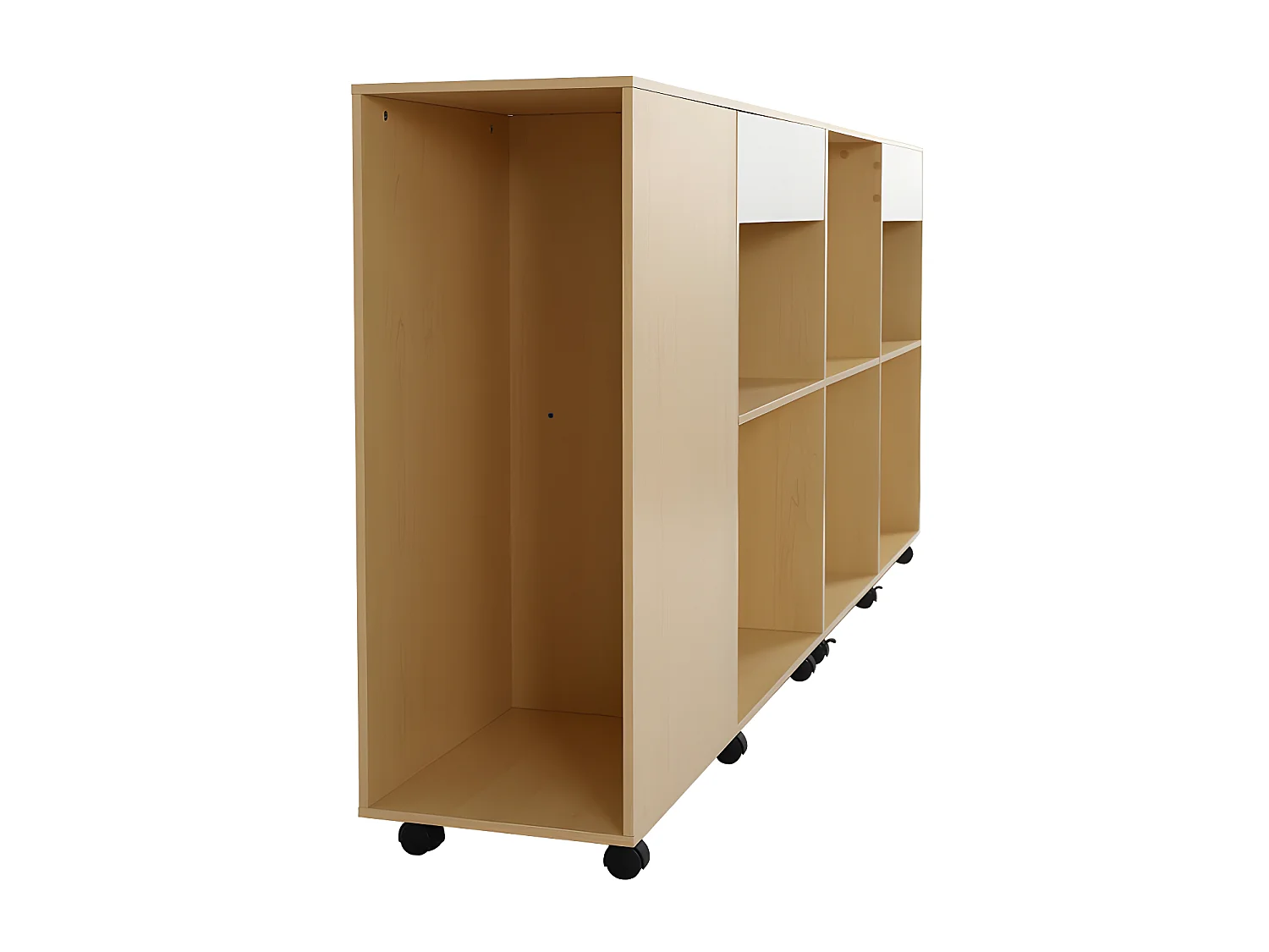 Buffet sur roulettes avec compartiments ouverts - en MDF et Panneaux de particules - Naturel