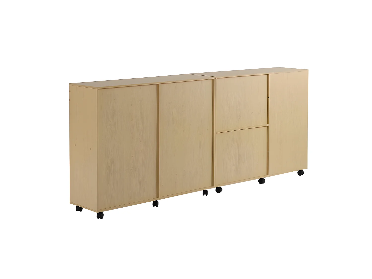 Buffet sur roulettes avec compartiments ouverts - en MDF et Panneaux de particules - Naturel