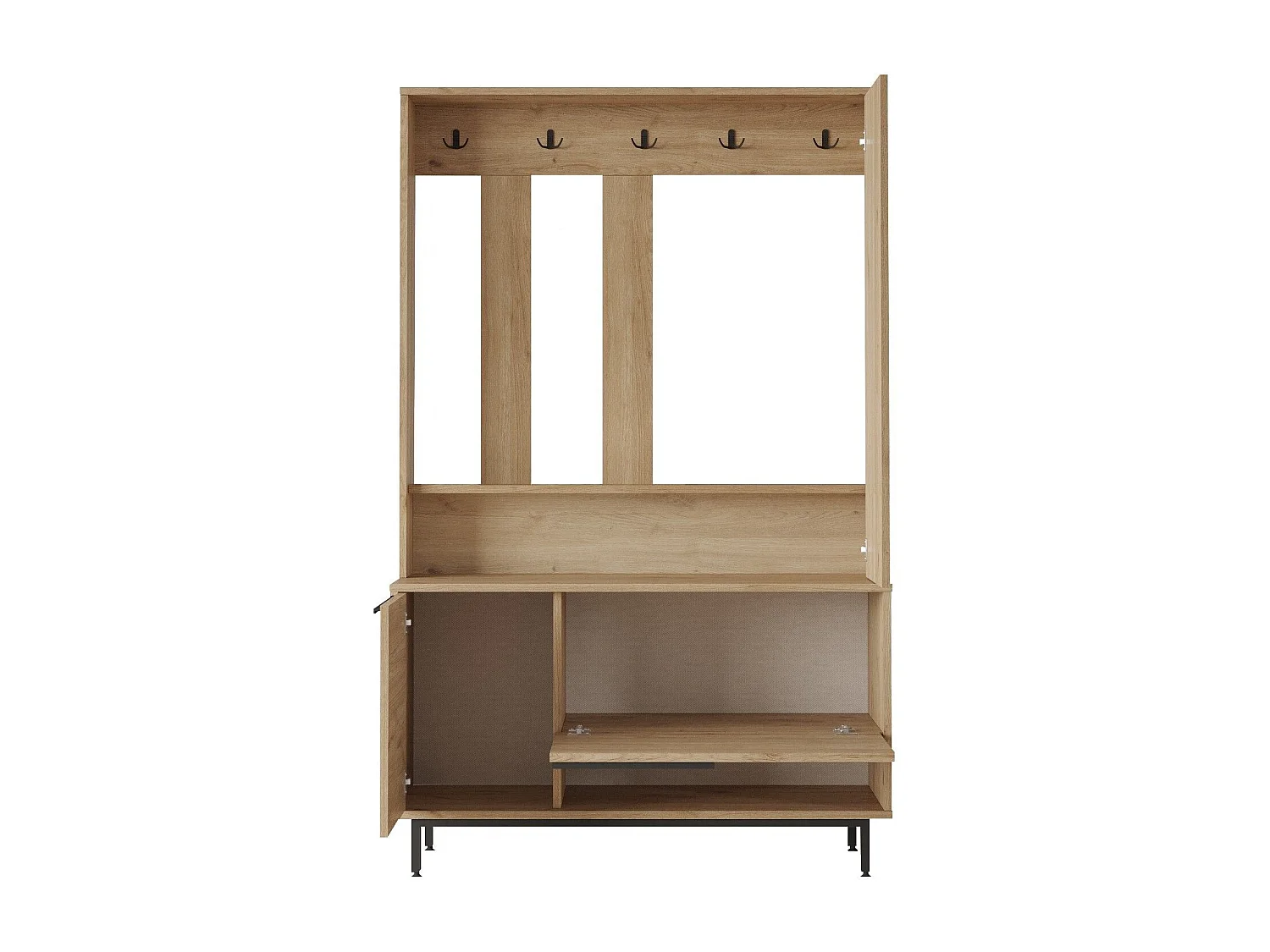 Meuble d'entrée avec miroir Evelis L112cm Bois et Rotin clair