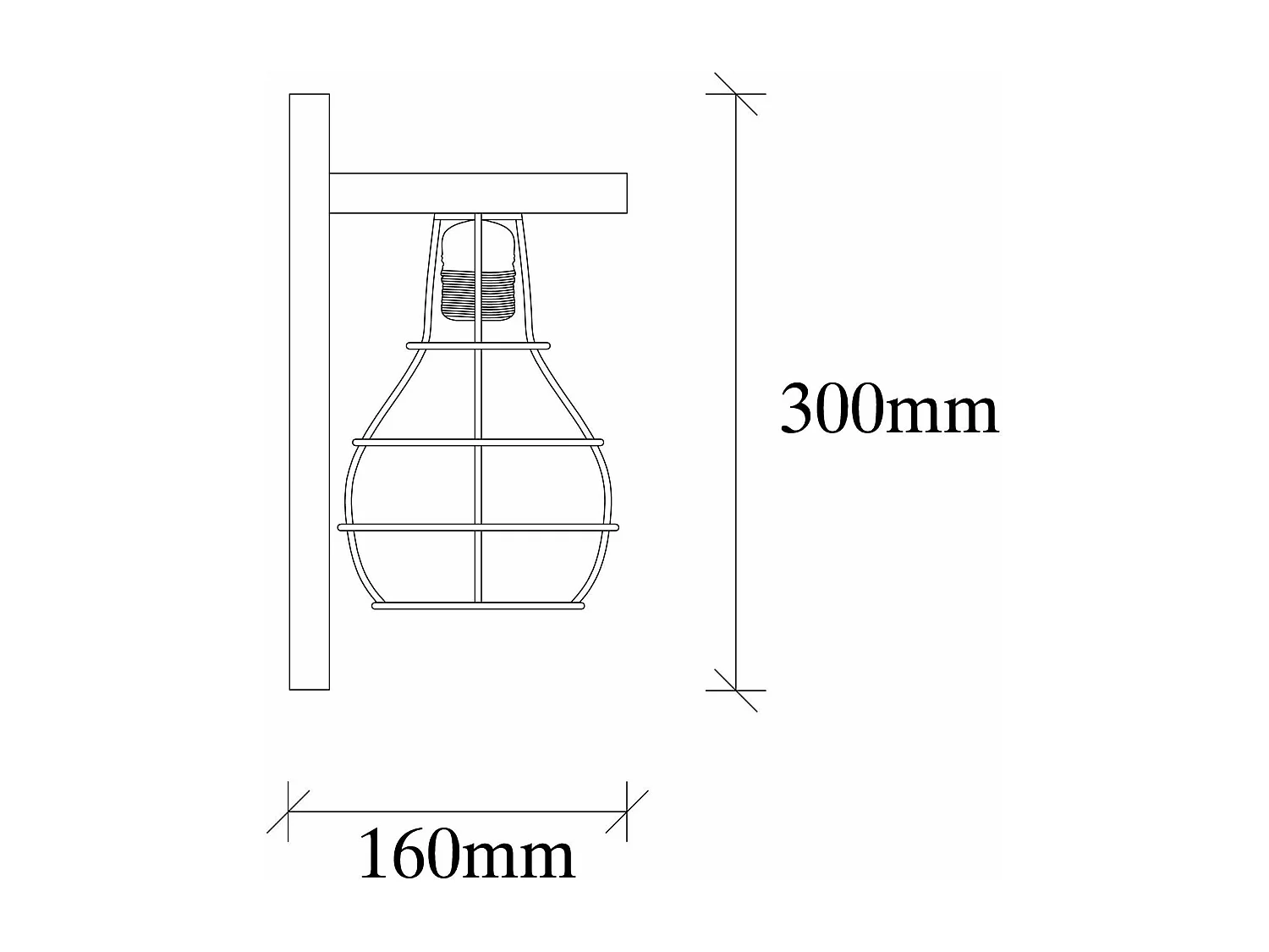 Applique murale style industriel Artorin H30cm Bois foncé et Métal Noir