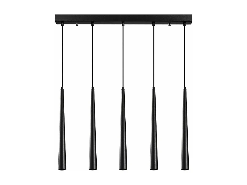 Suspension 5 lampes cornes alignées Pliunga 78cm Métal Noir