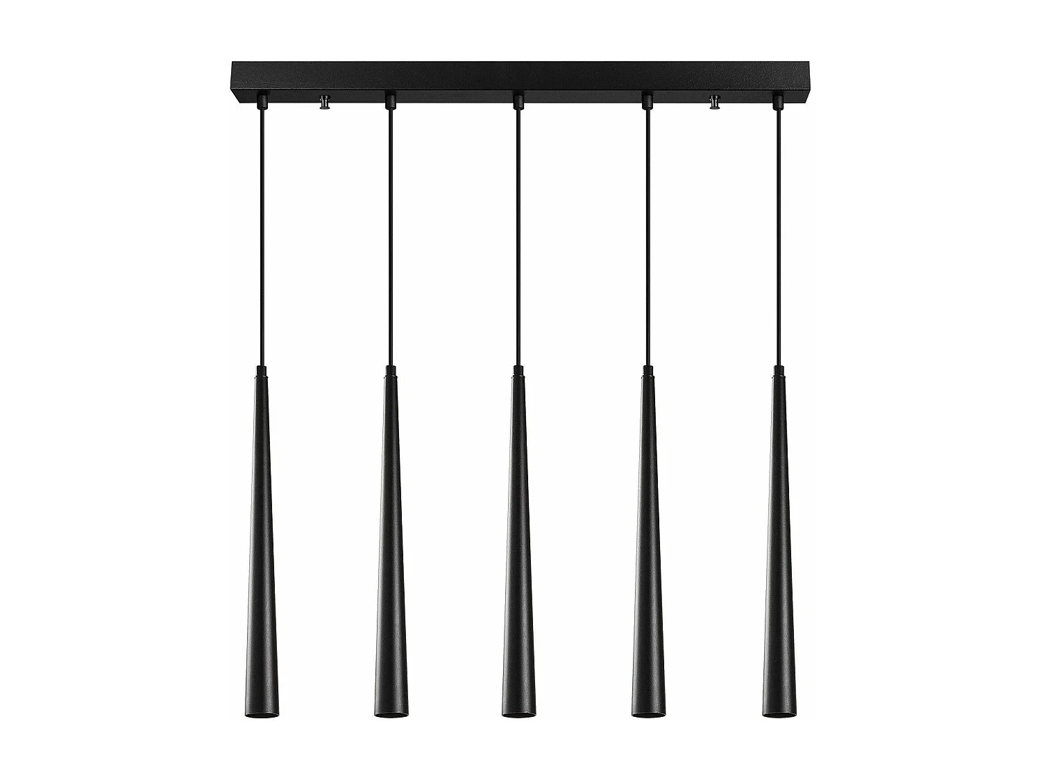 Suspension 5 lampes cornes alignées Pliunga 78cm Métal Noir