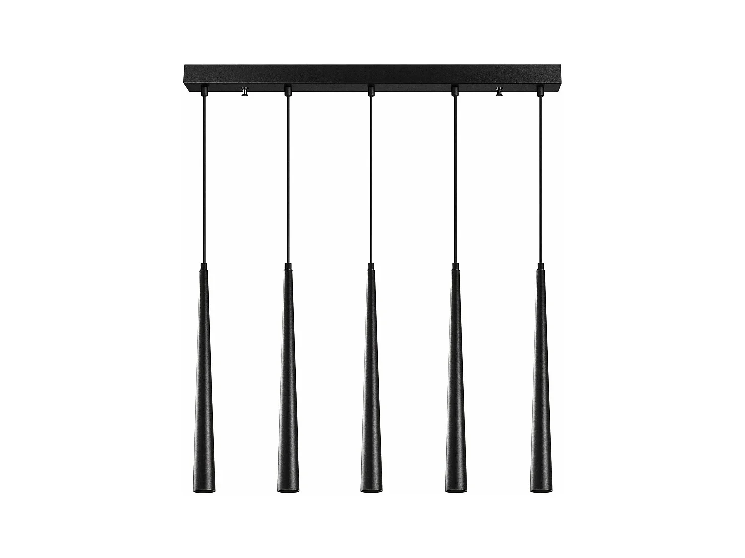 Suspension 5 lampes cornes alignées Pliunga 78cm Métal Noir