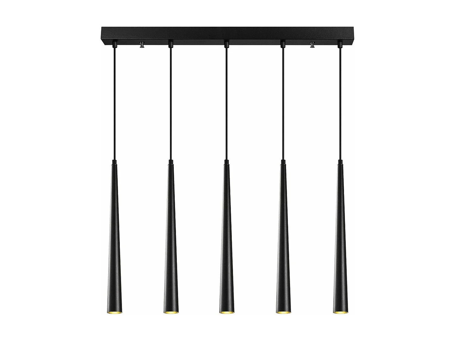 Suspension 5 lampes cornes alignées Pliunga 78cm Métal Noir