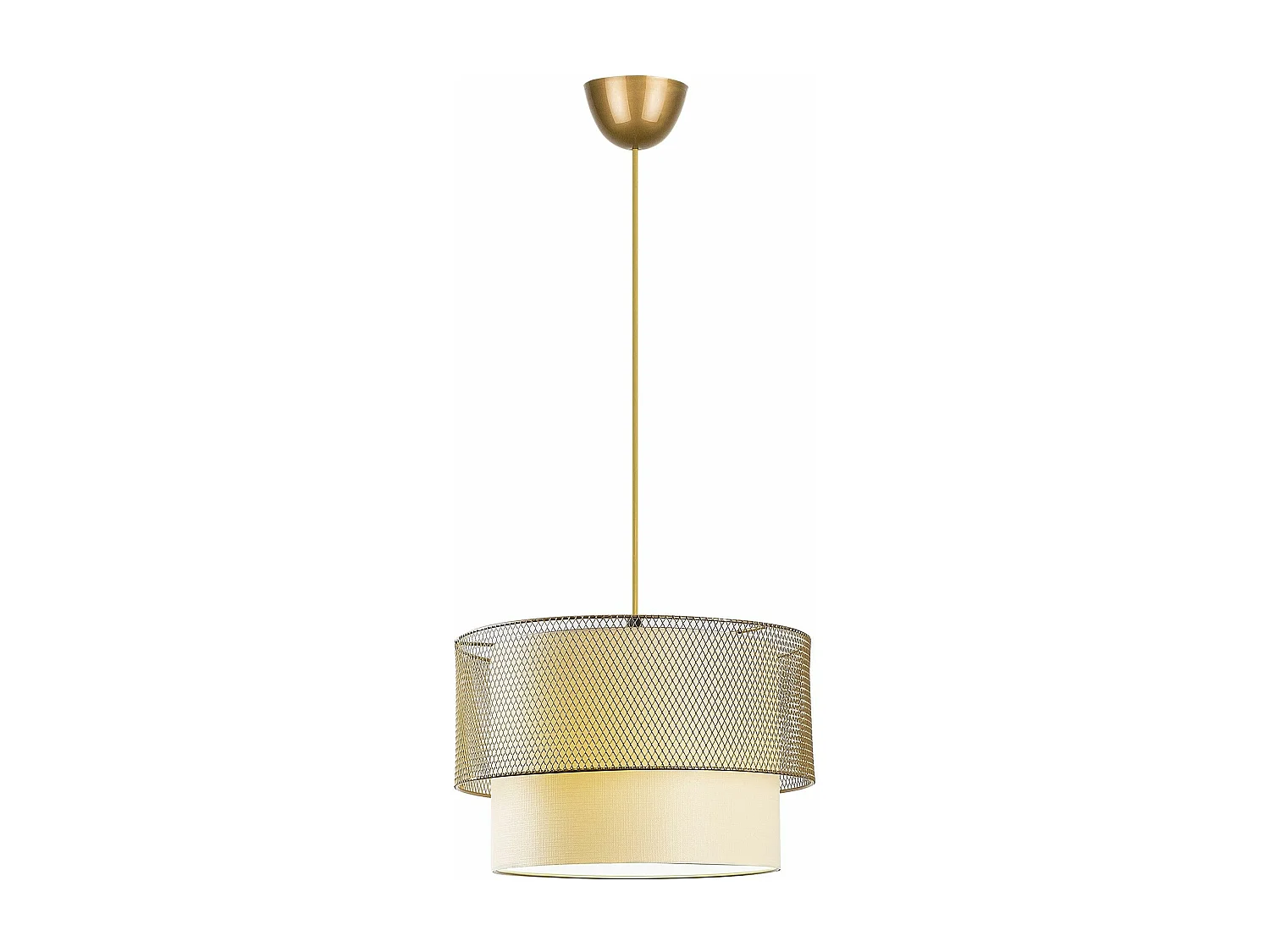 Suspension abat-jour double Pollock D30cm Métal Or et Blanc crème