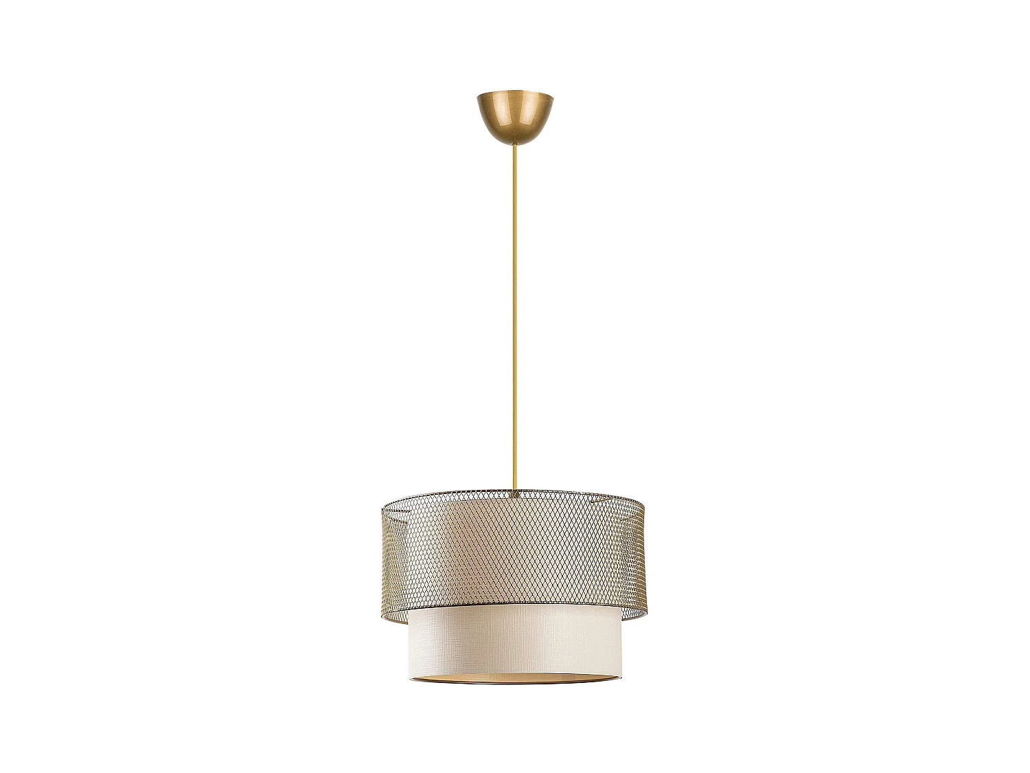 Suspension abat-jour double Pollock D30cm Métal Or et Blanc crème