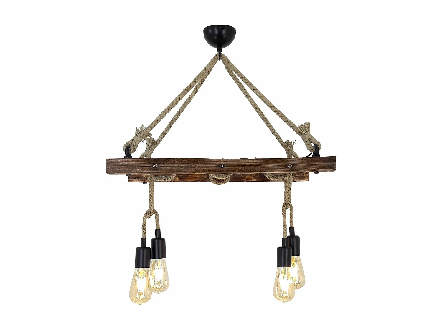 Suspension échelle Draex 60cm Bois Naturel et Corde Beige