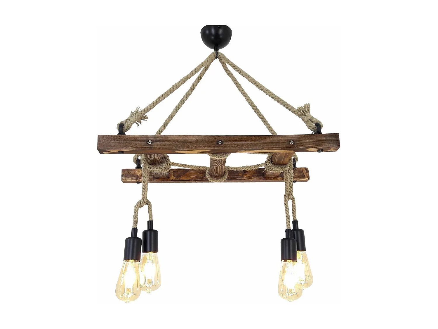 Suspension échelle Draex 60cm Bois Naturel et Corde Beige
