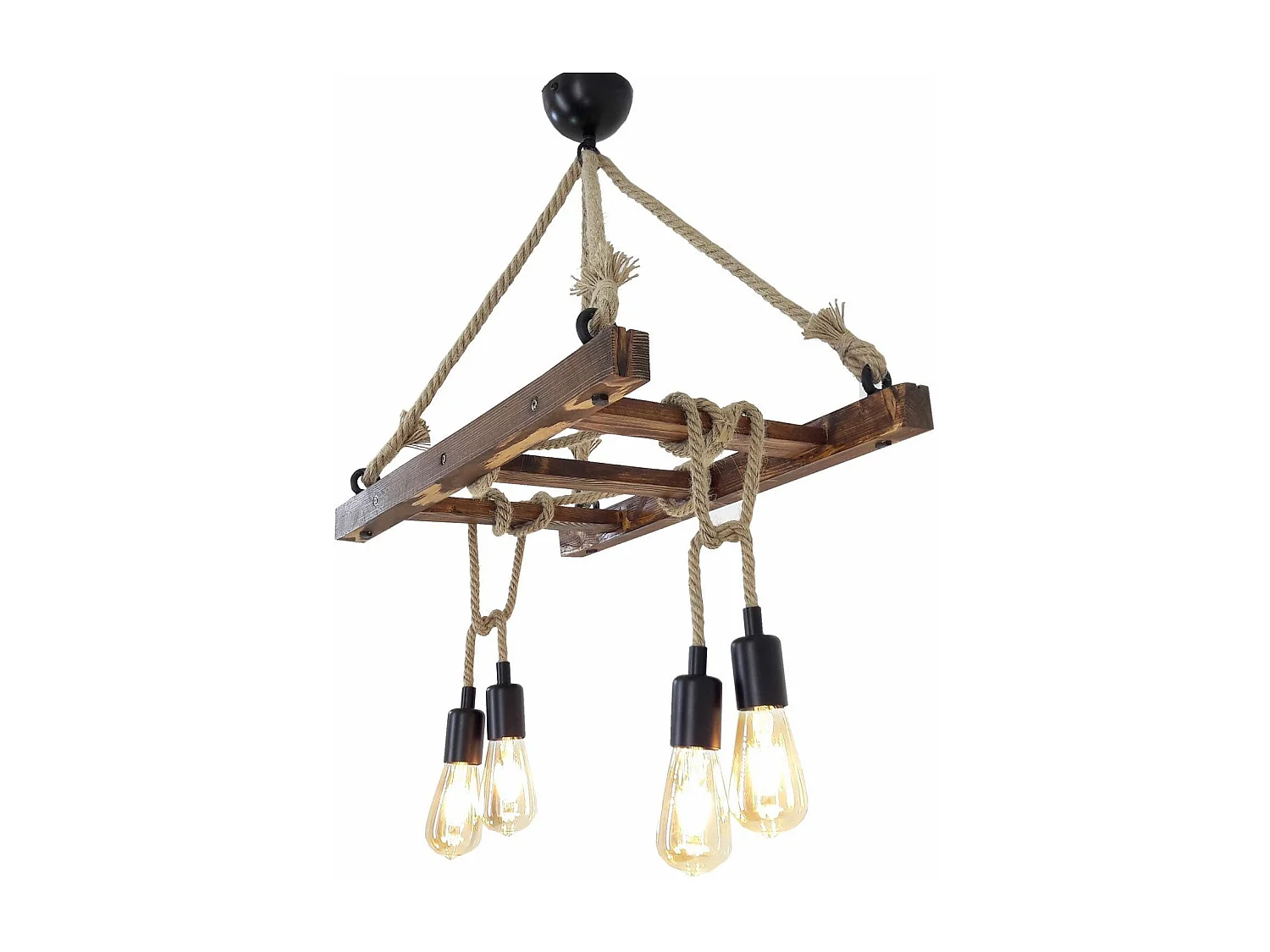 Suspension échelle Draex 60cm Bois Naturel et Corde Beige