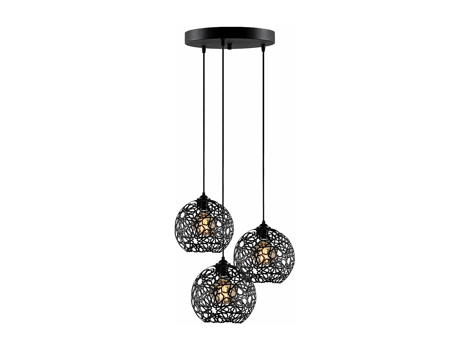 Suspension 3 lampes escalier Alessi D65cm Métal Noir