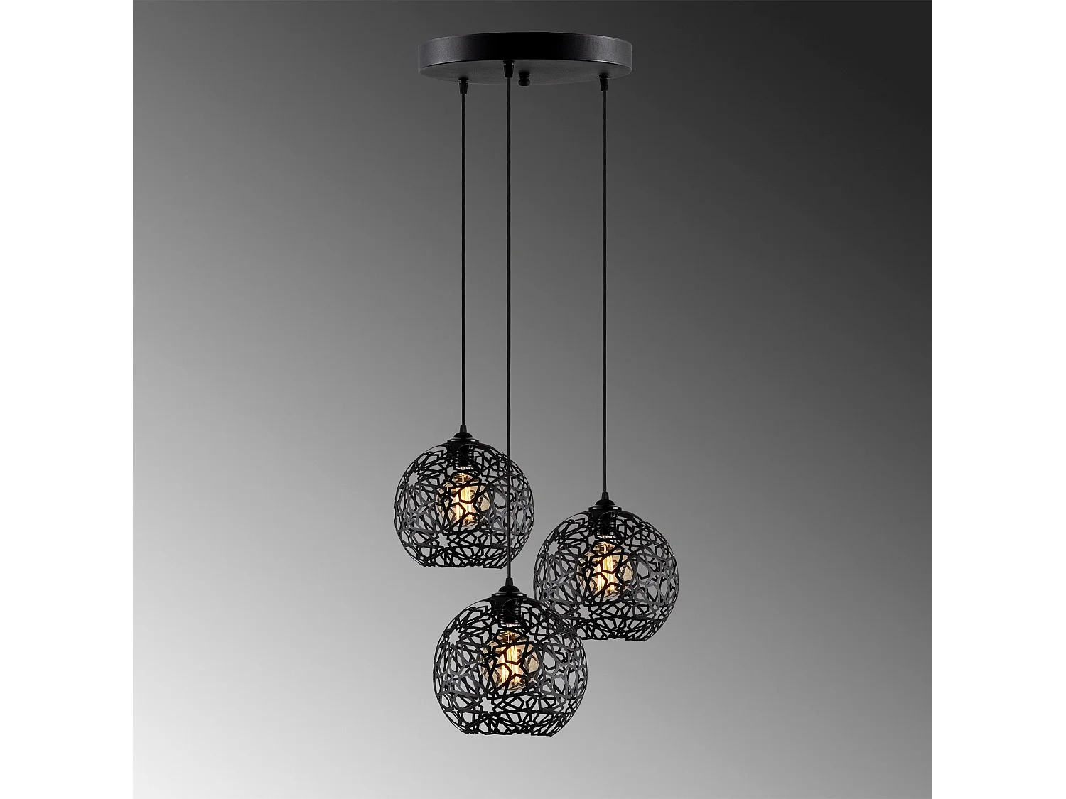 Suspension 3 lampes escalier Alessi D65cm Métal Noir