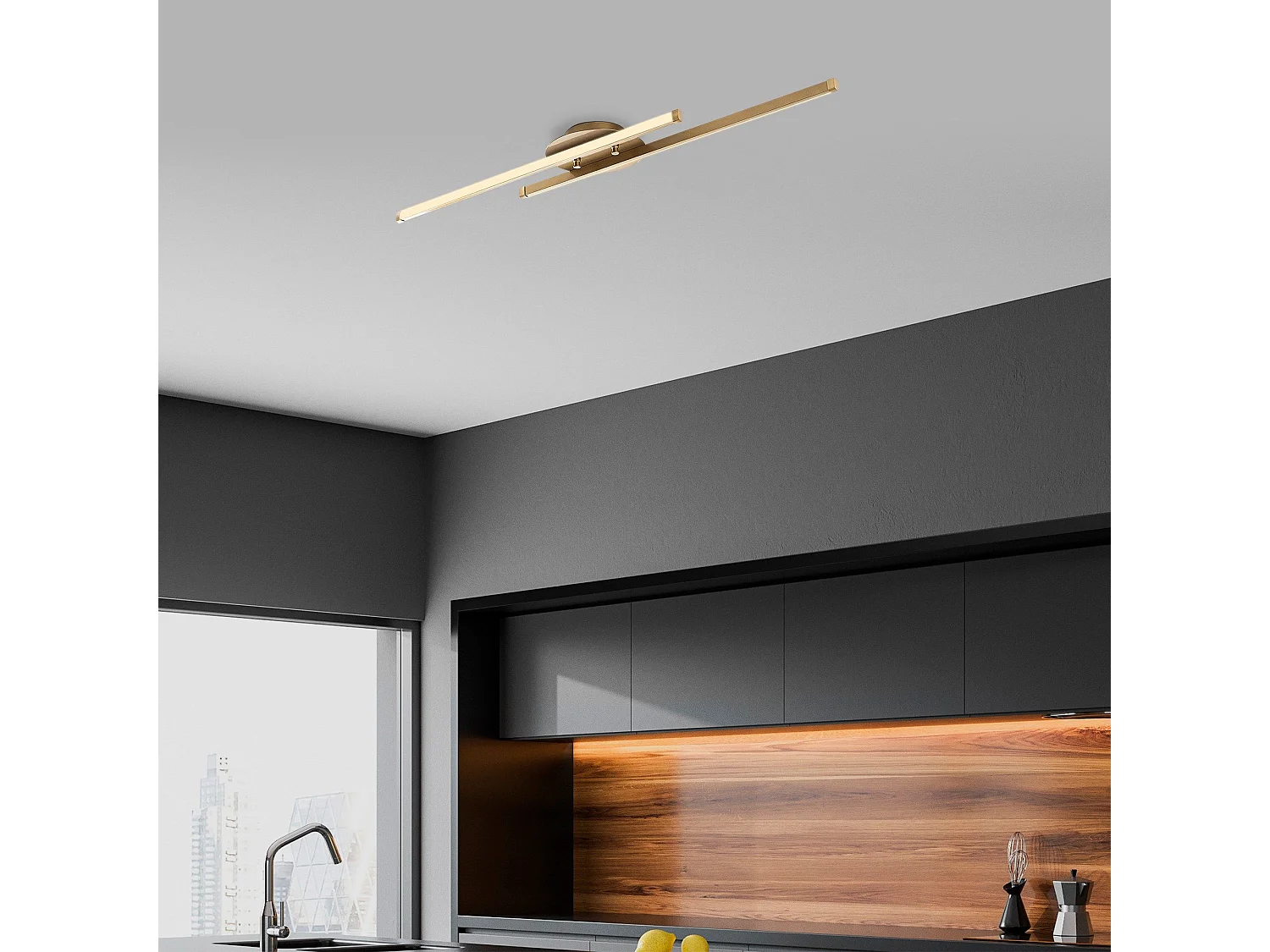 Plafonnier design Glorina L86cm Métal Noir