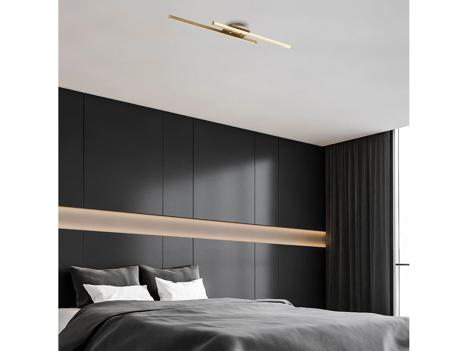 Plafonnier design Glorina L86cm Métal Noir