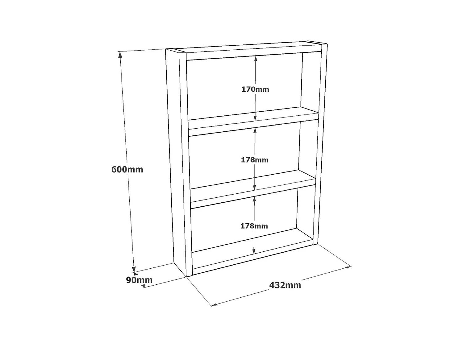 Moderne Wandregal mit 3 Ebenen und natürlicher Eichenoptik für alle zeitgenössischen Interieurs