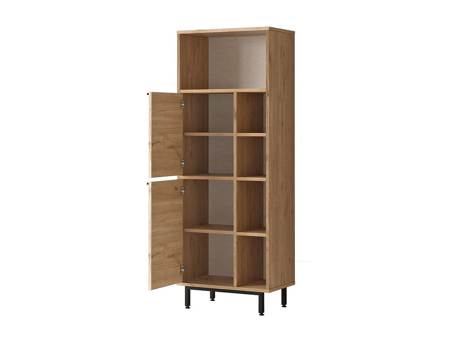Meuble de rangement salle de bain 2 portes 5 niches - H161,1 cm