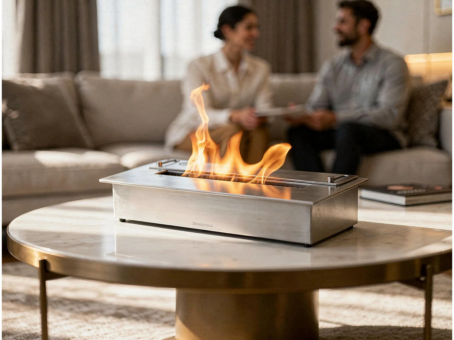 Brûleur en acier pour cheminée à éthanol et régulateur de flamme 1L