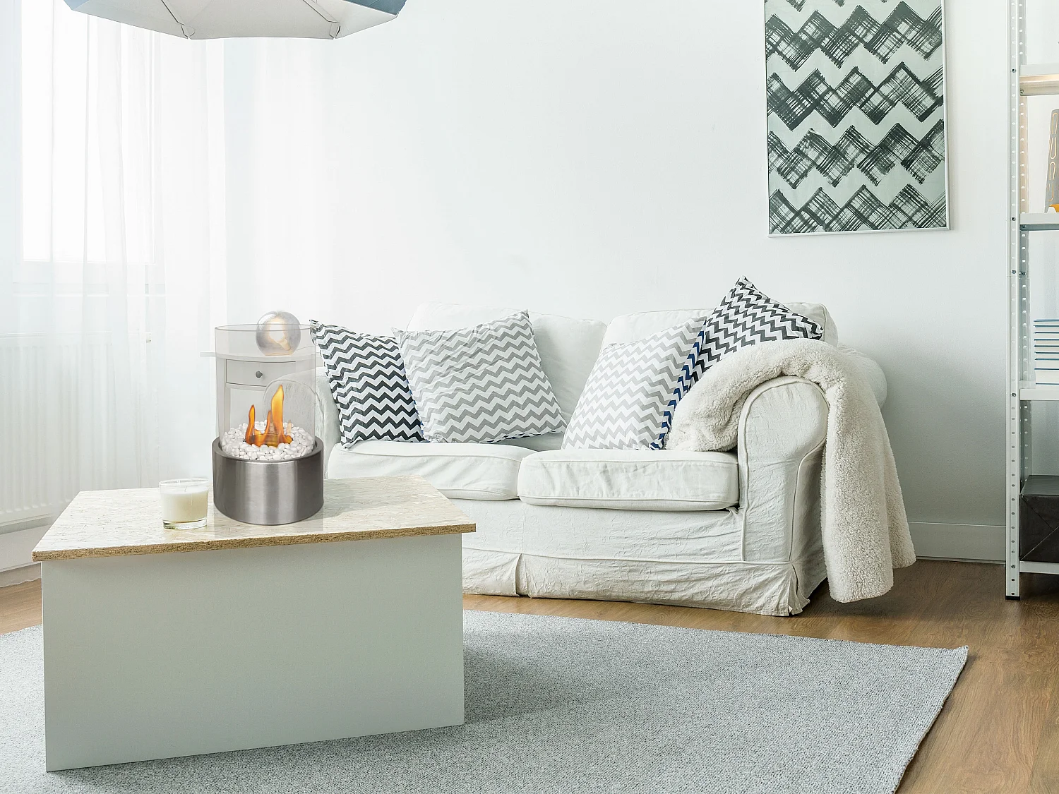 Tafelmodel ethanolhaard in roestvrij staal