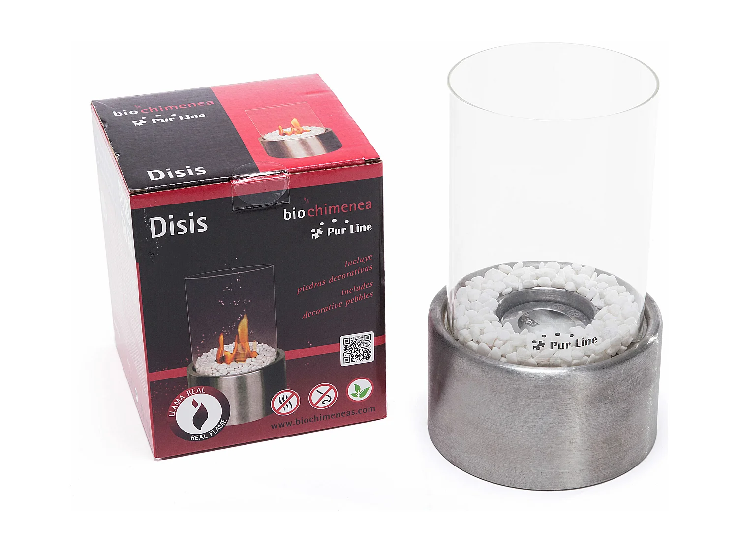 Tafelmodel ethanolhaard in roestvrij staal