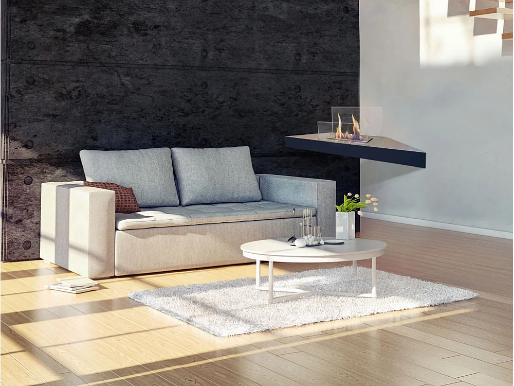 Camino a etanolo da parete con vetro temperato