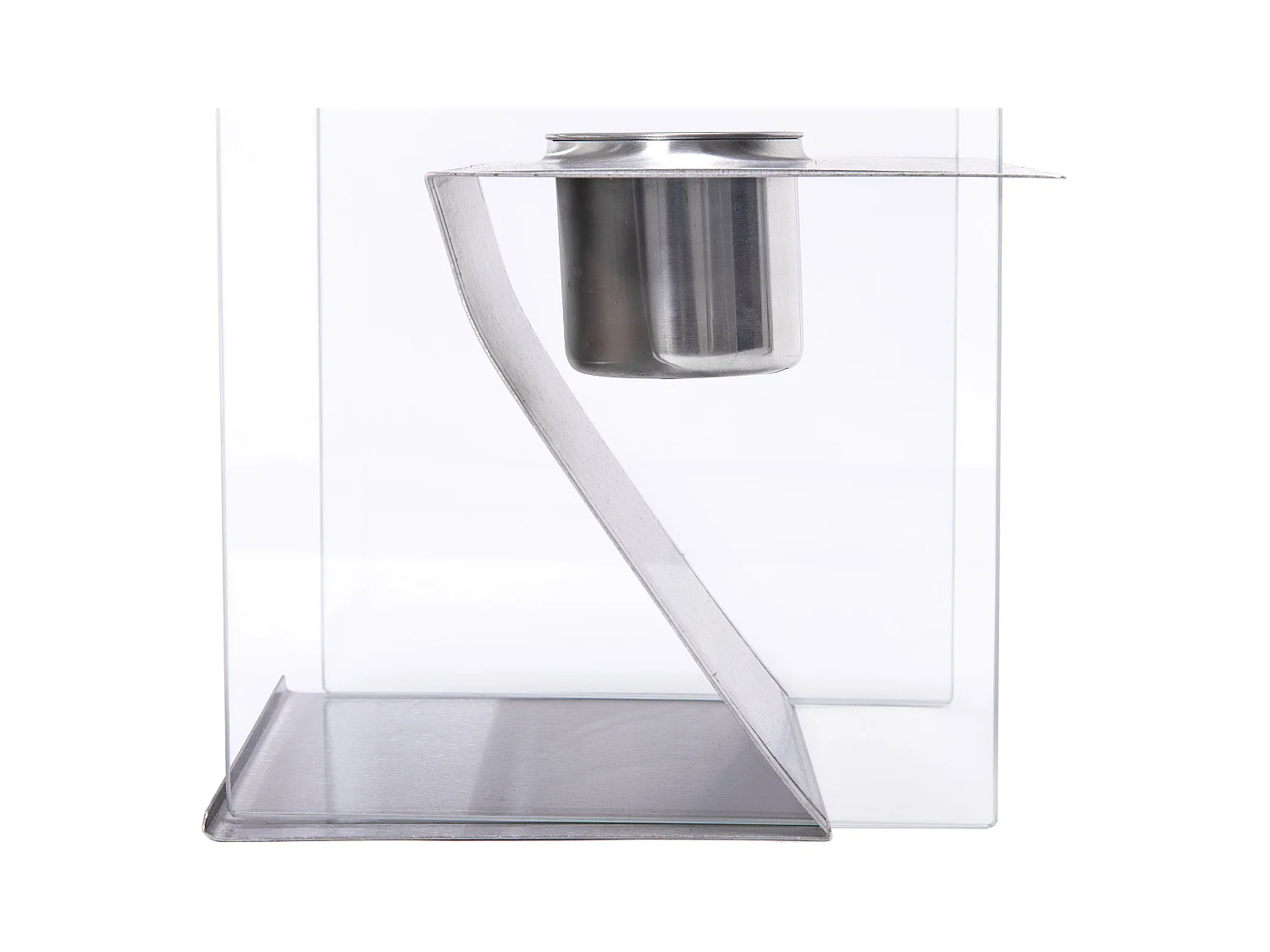 Ethanol-Tischkamin aus Edelstahl und gehärtetem Glas