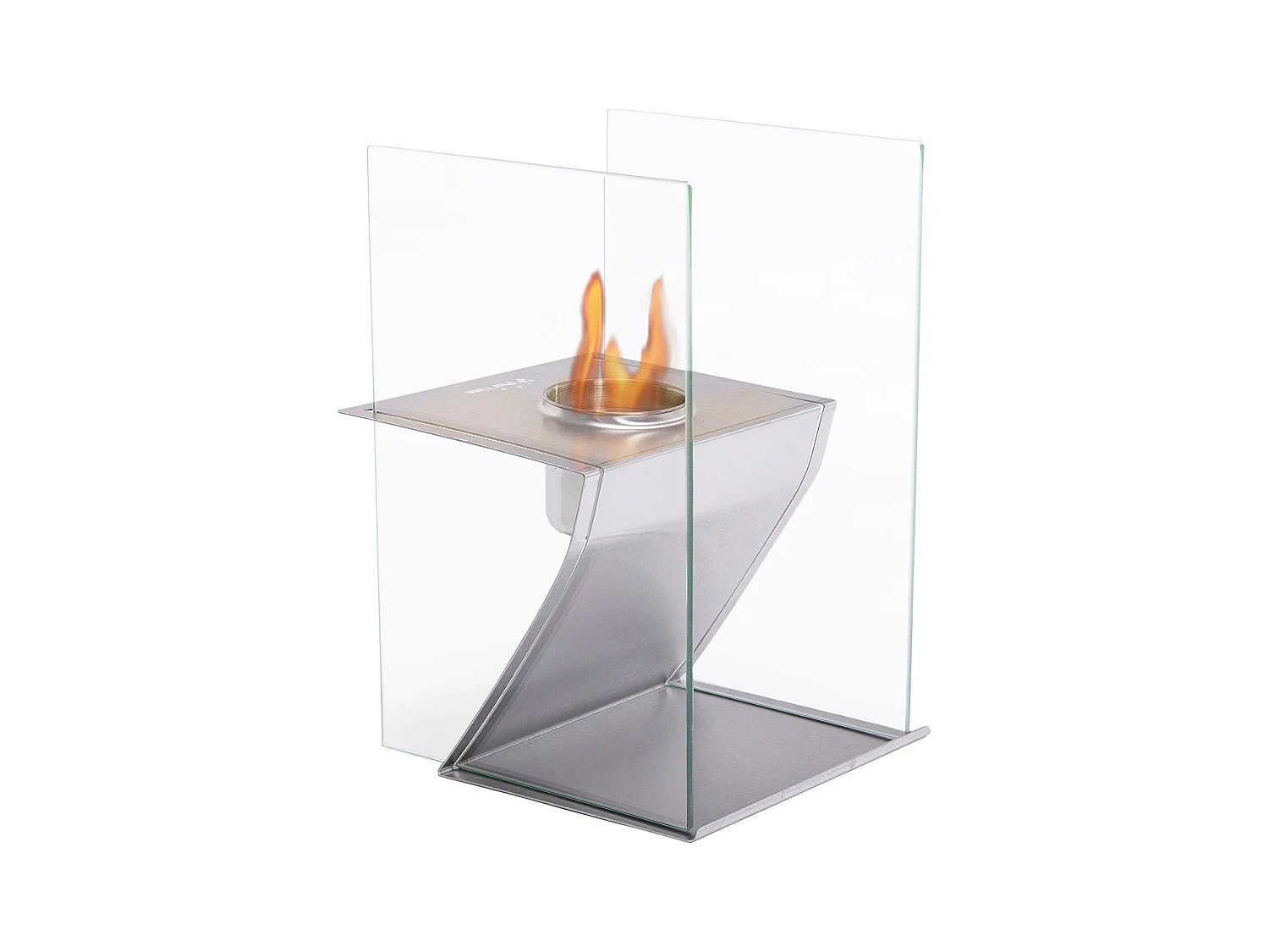 Cheminée de table à l'éthanol en acier inoxydable et verre trempé