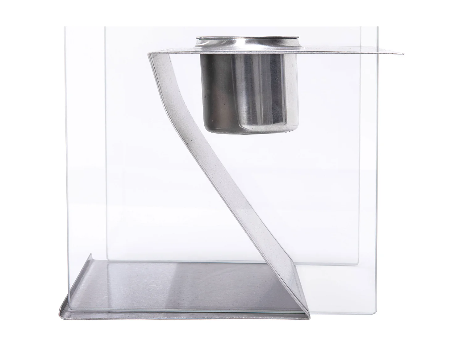 Tafelmodel ethanolhaard in roestvrij staal en gehard glas