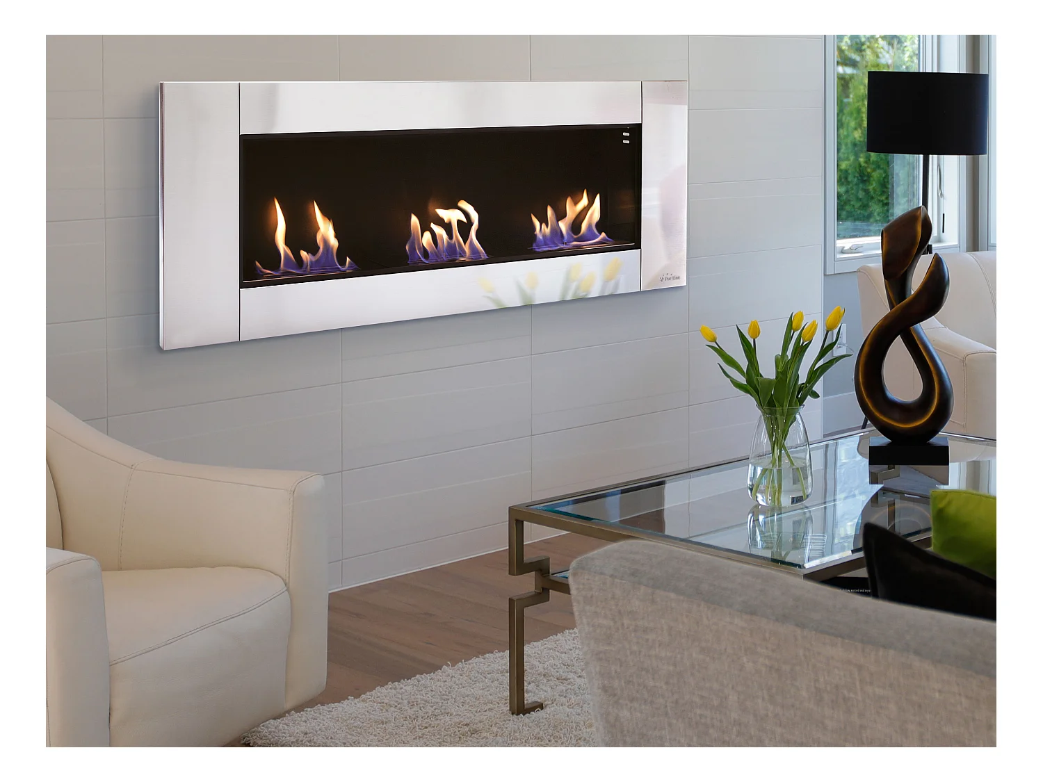 Chimenea de etanol panorámica con 3 quemadores