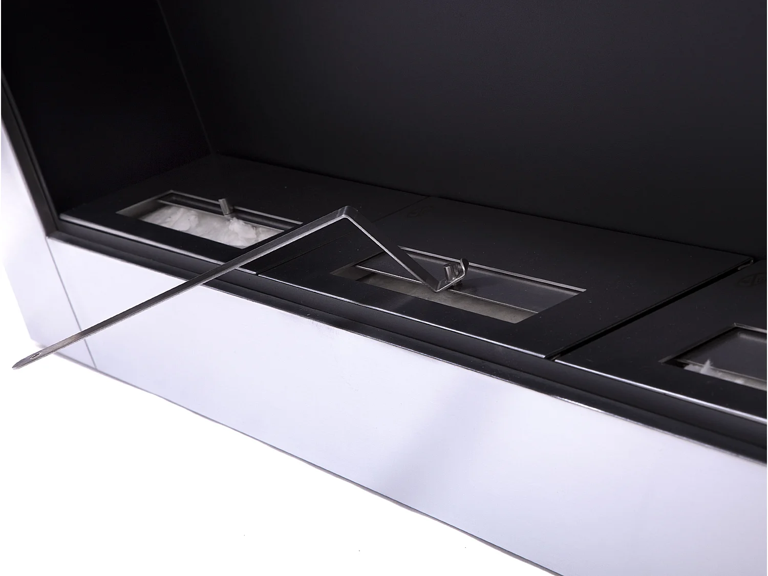 Biolareira panorâmica de parede em aço inoxidável com 3 queimadores