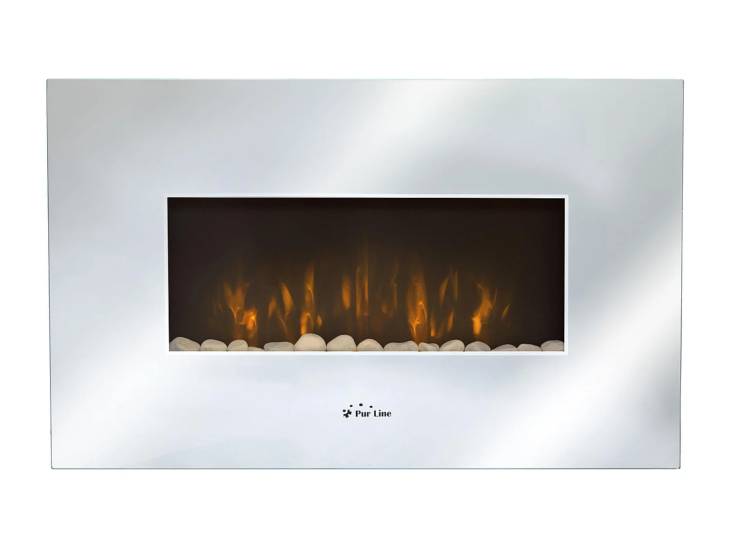 Cheminée électrique en verre trempé effet miroir avec télécommande