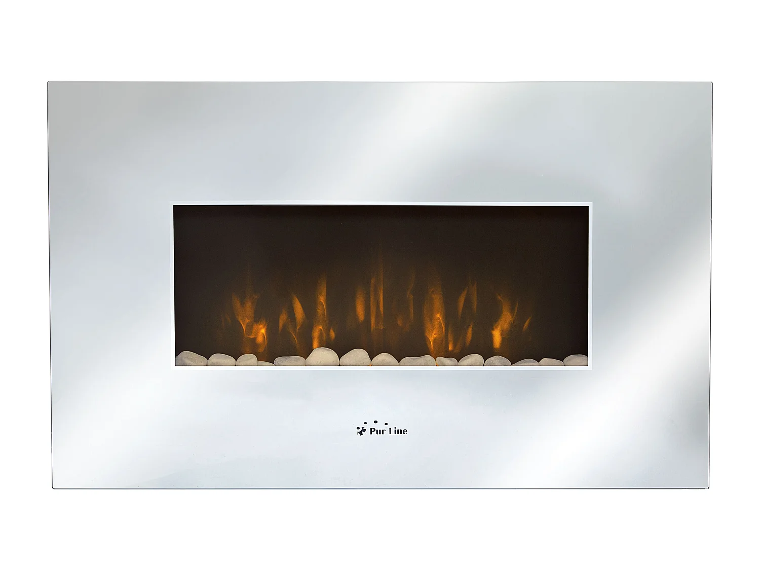 Elektrische haard van gehard glas met spiegeleffect en afstandsbediening