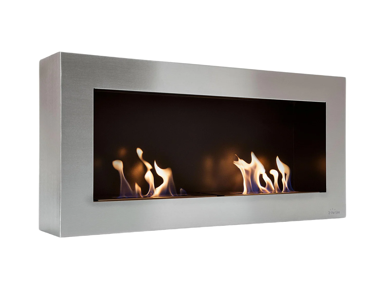 Cheminée murale à l'éthanol à double flamme en acier de grande largeur