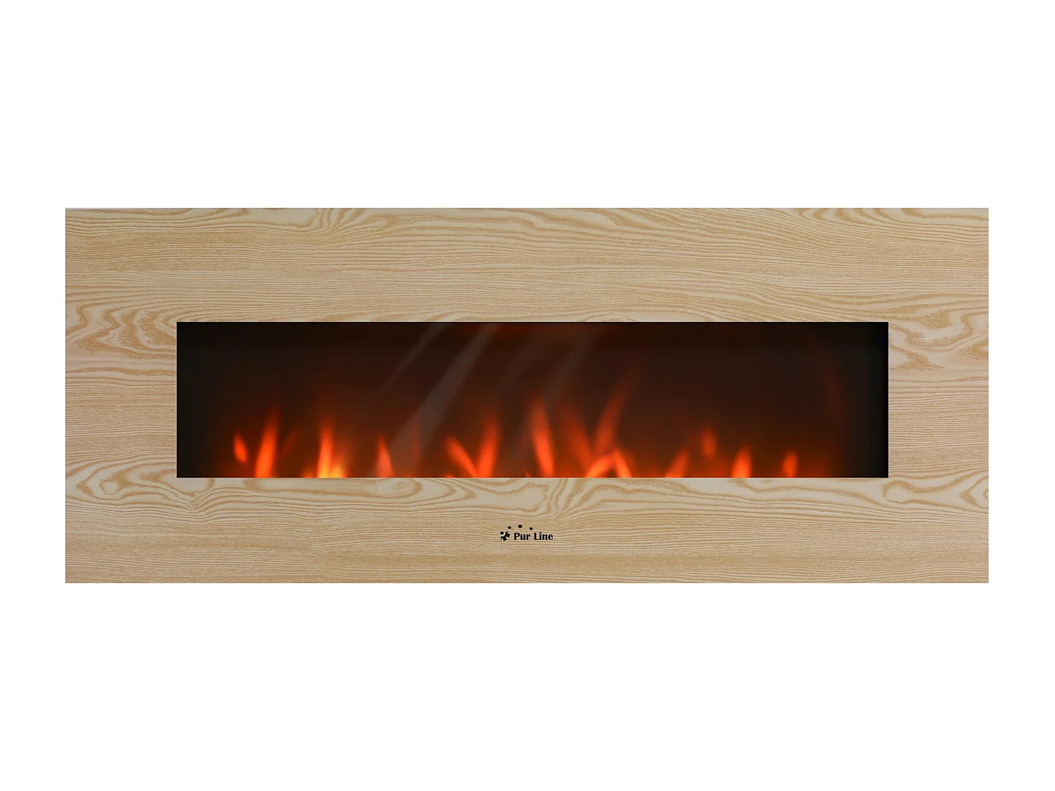 Cheminée électrique panoramique avec éclairage LED d'ambiance et panneau frontal en MDF