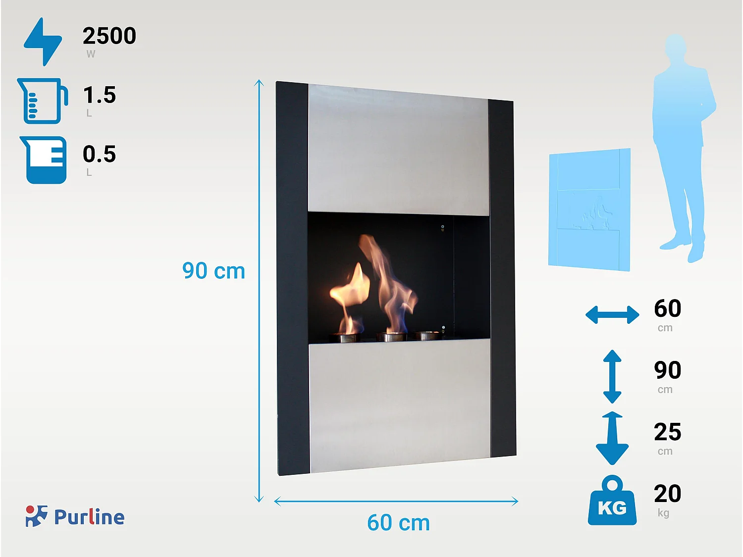 Cheminée à l'éthanol en acier inoxydable