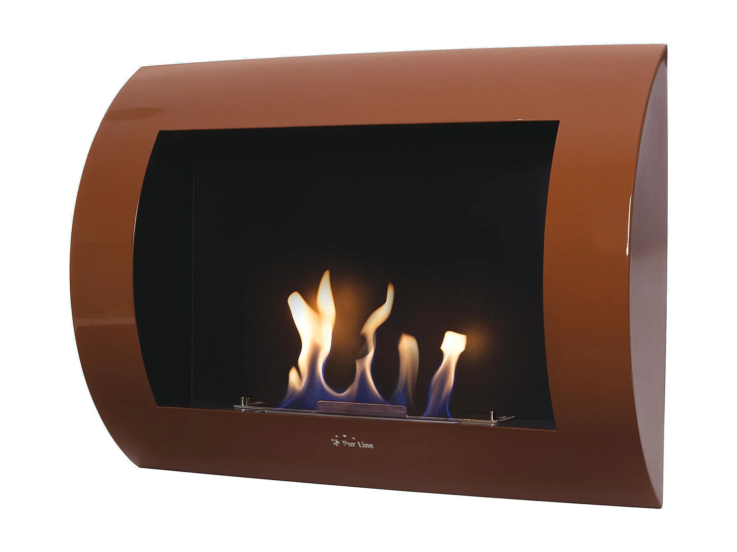 Lareira a etanol de parede com painel frontal curvo