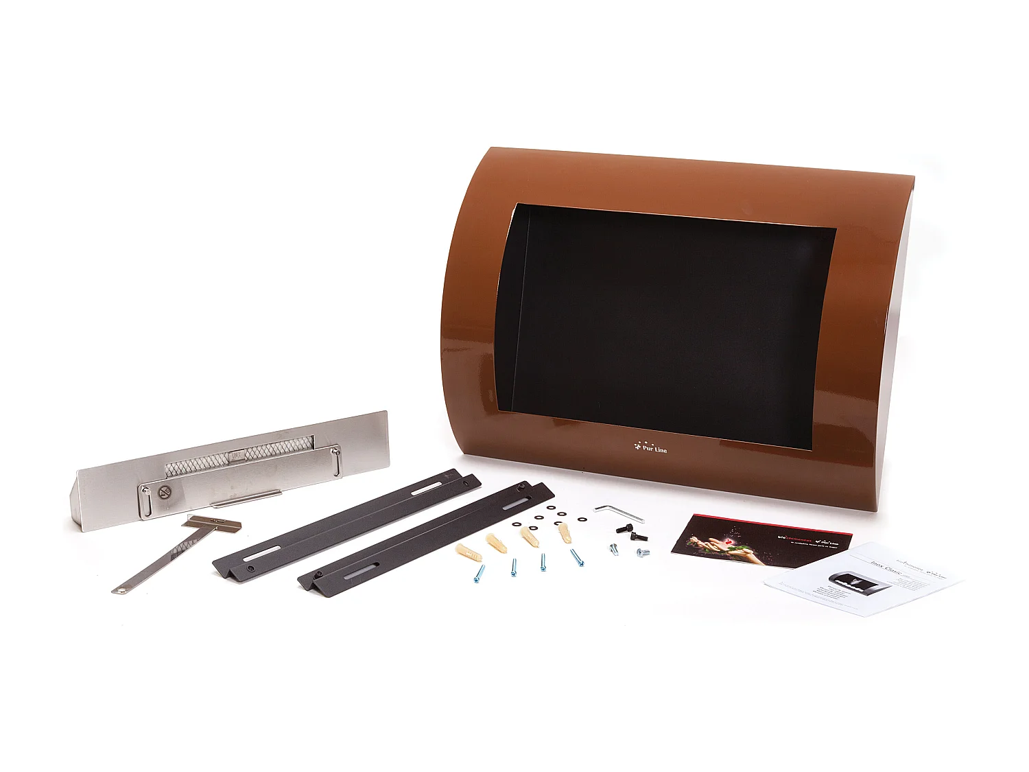 Lareira a etanol de parede com painel frontal curvo