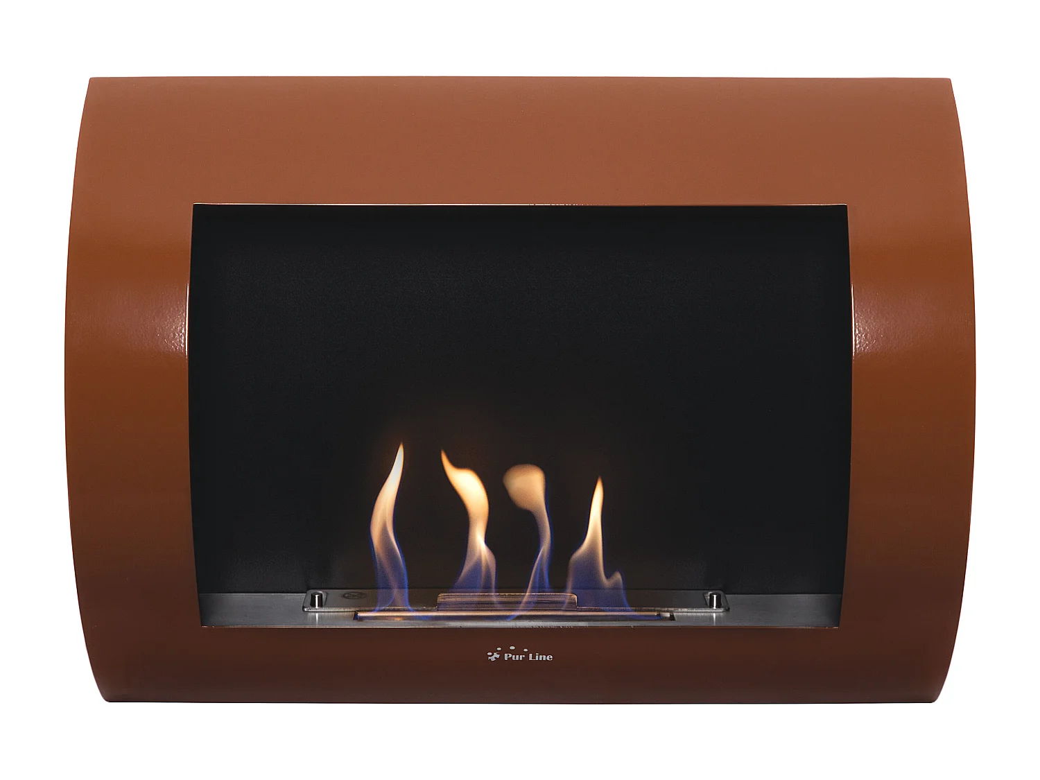 Lareira a etanol de parede com painel frontal curvo