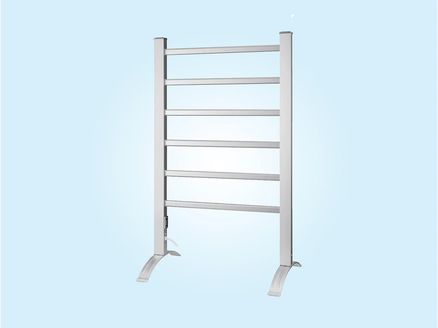 100W vloerstaand elektrisch handdoekenrek in aluminium, zilver