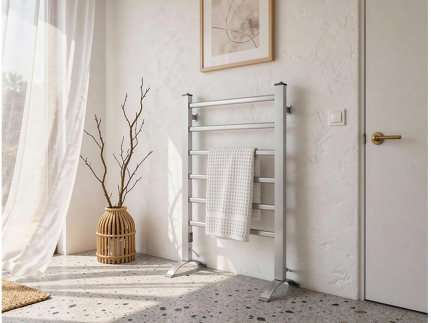 Toalheiro elétrico de alumínio de chão