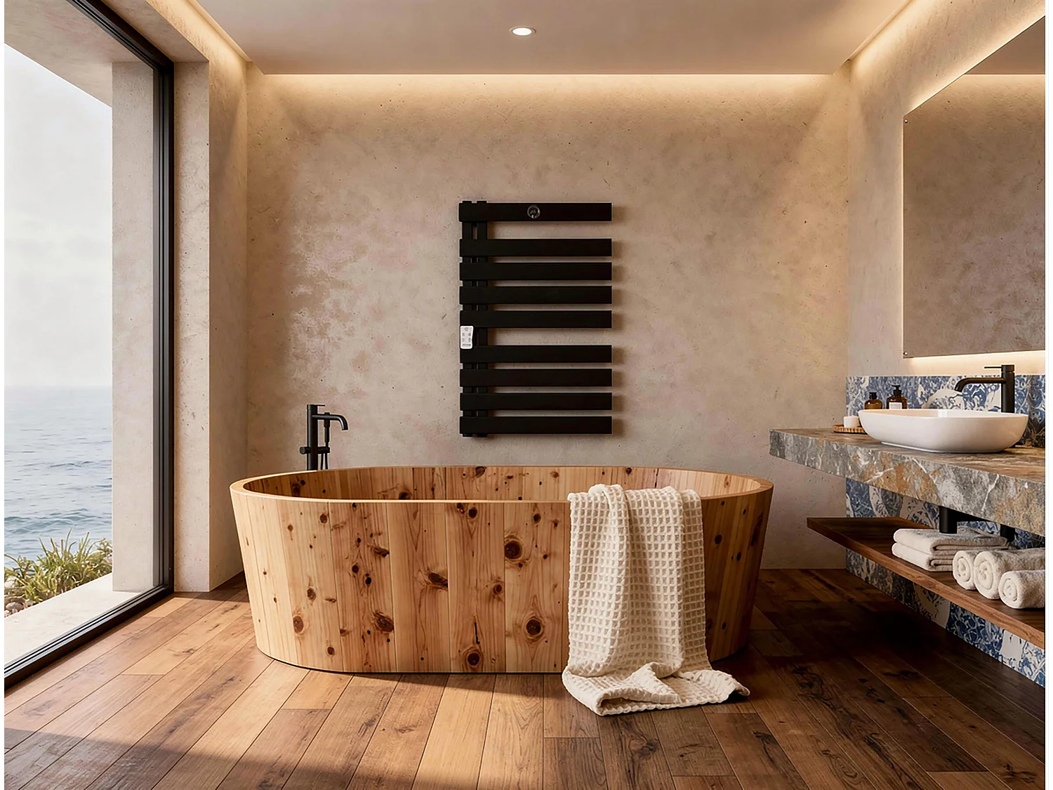 Sèche-serviettes mural aluminium display LED et WiFi 500W