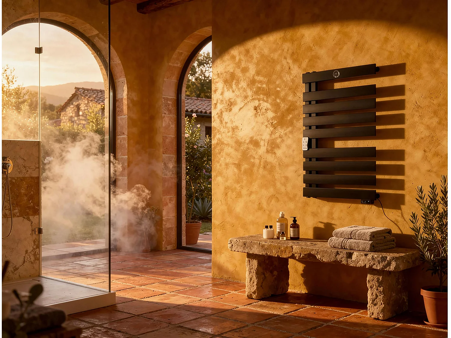 Sèche-serviettes mural aluminium display LED et WiFi 500W