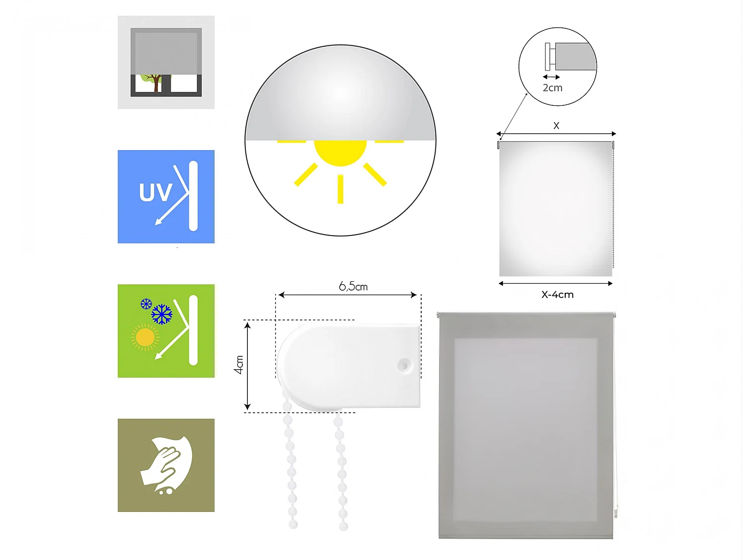 Store enrouleur Polyester Translucide 150x175