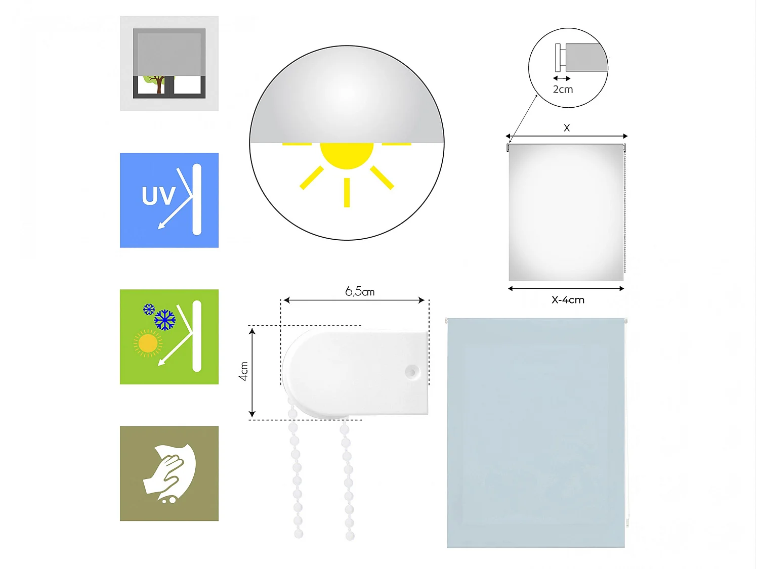 Store enrouleur Polyester Translucide 140x175