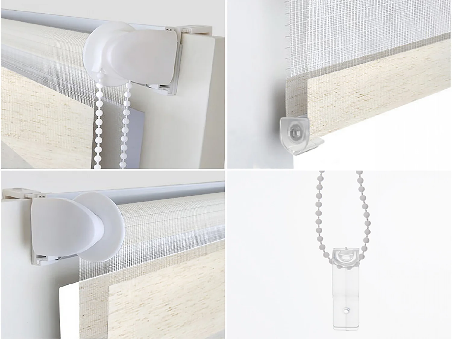 Cortina de rolo  noite e dia bicolor com tricô duplo e corrente manual