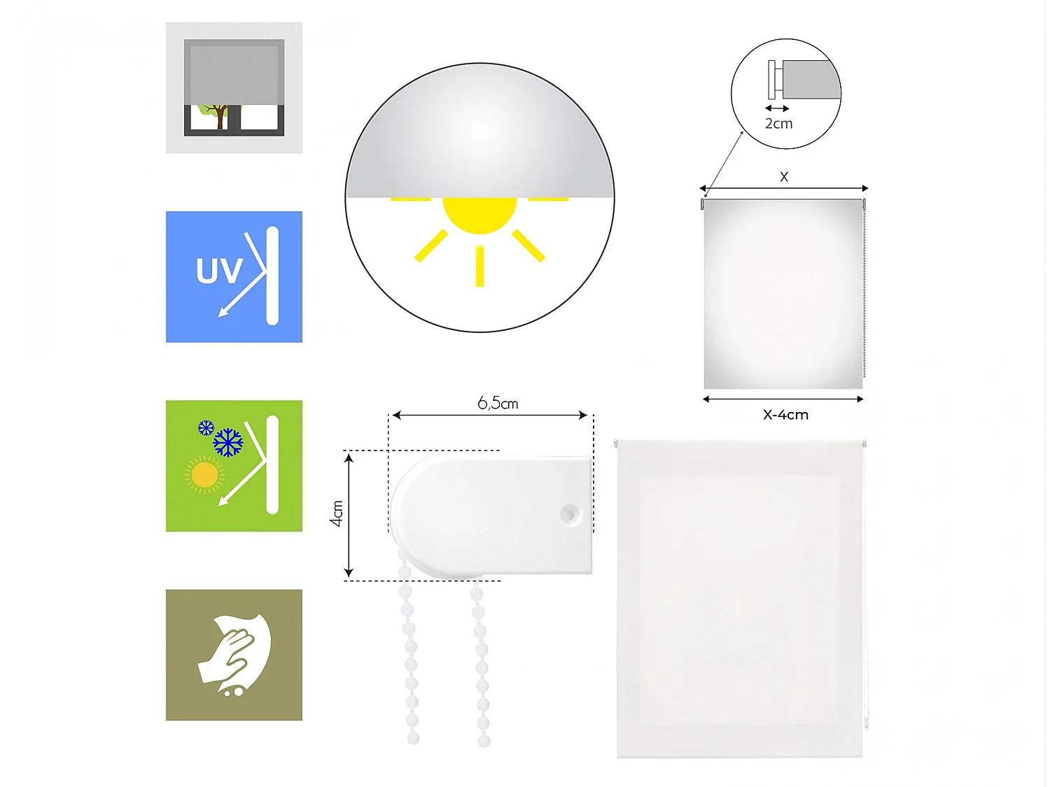 Store enrouleur Polyester Translucide 140x250