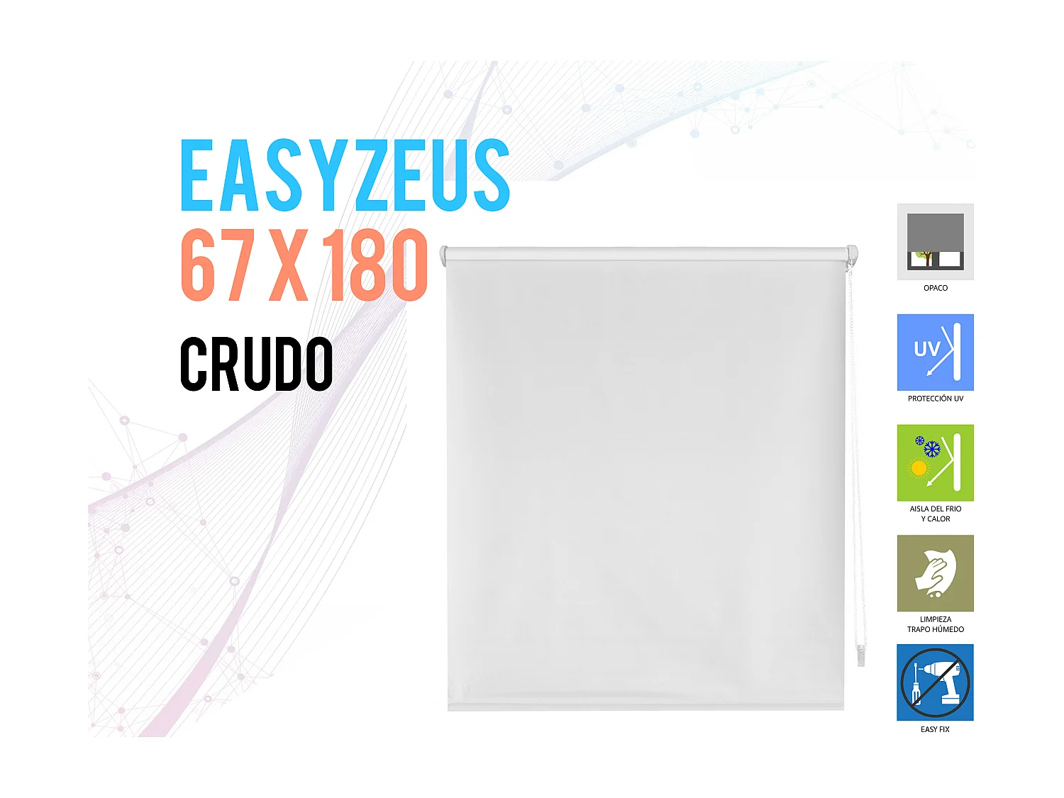 Store enrouleur Easyfix Polyester Opaque Multicolore