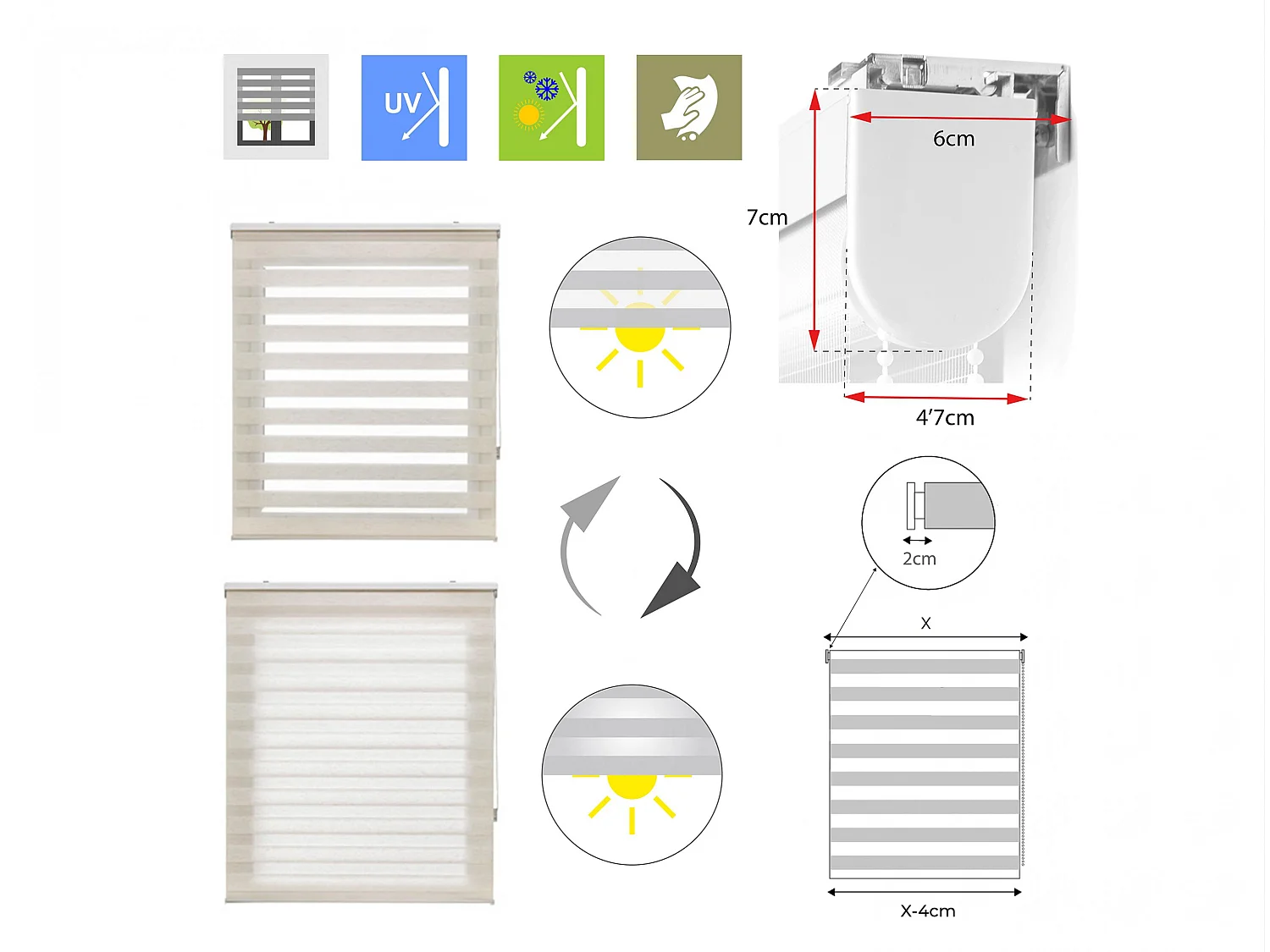 Store enrouleur Polyester Translucide 100x250