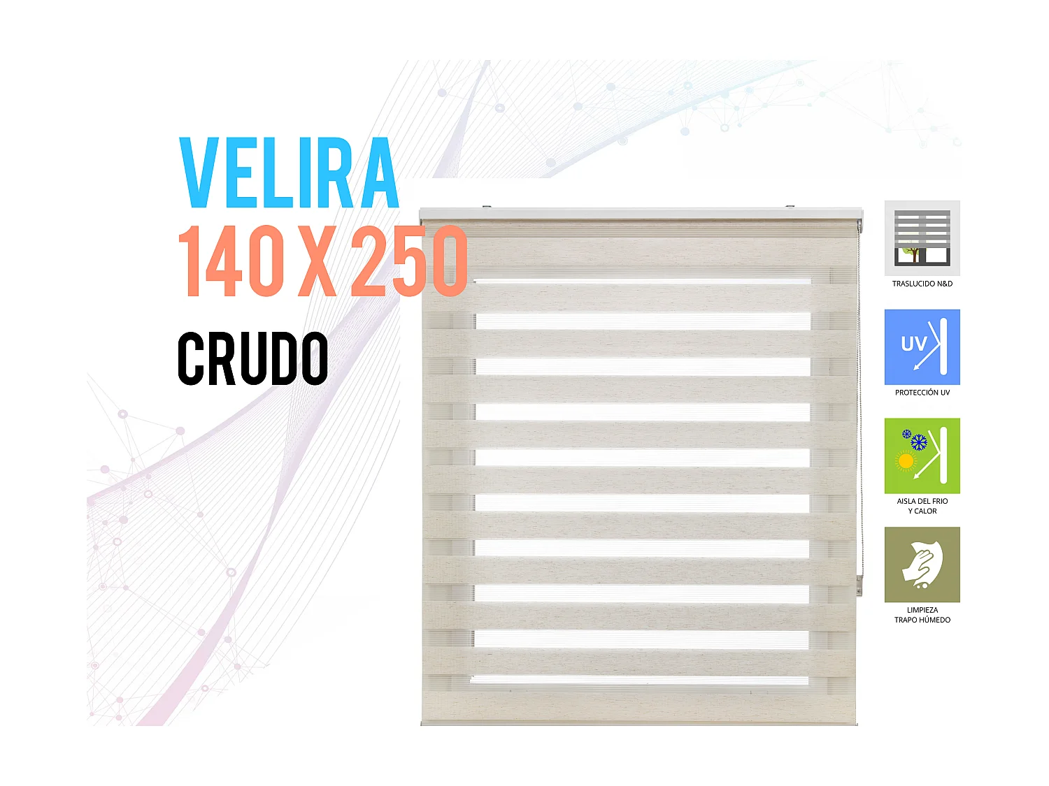 Cortina de rolo bicolor noite e dia com tricô duplo e corrente manual